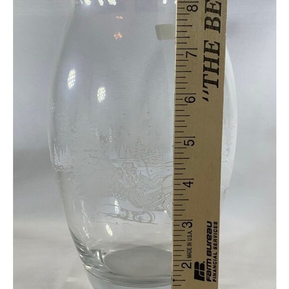 Vintage Luminarc 1998 Avon Happy Holidays Glass Vase 8.5" Winter Scene France - Picture 9 of 15